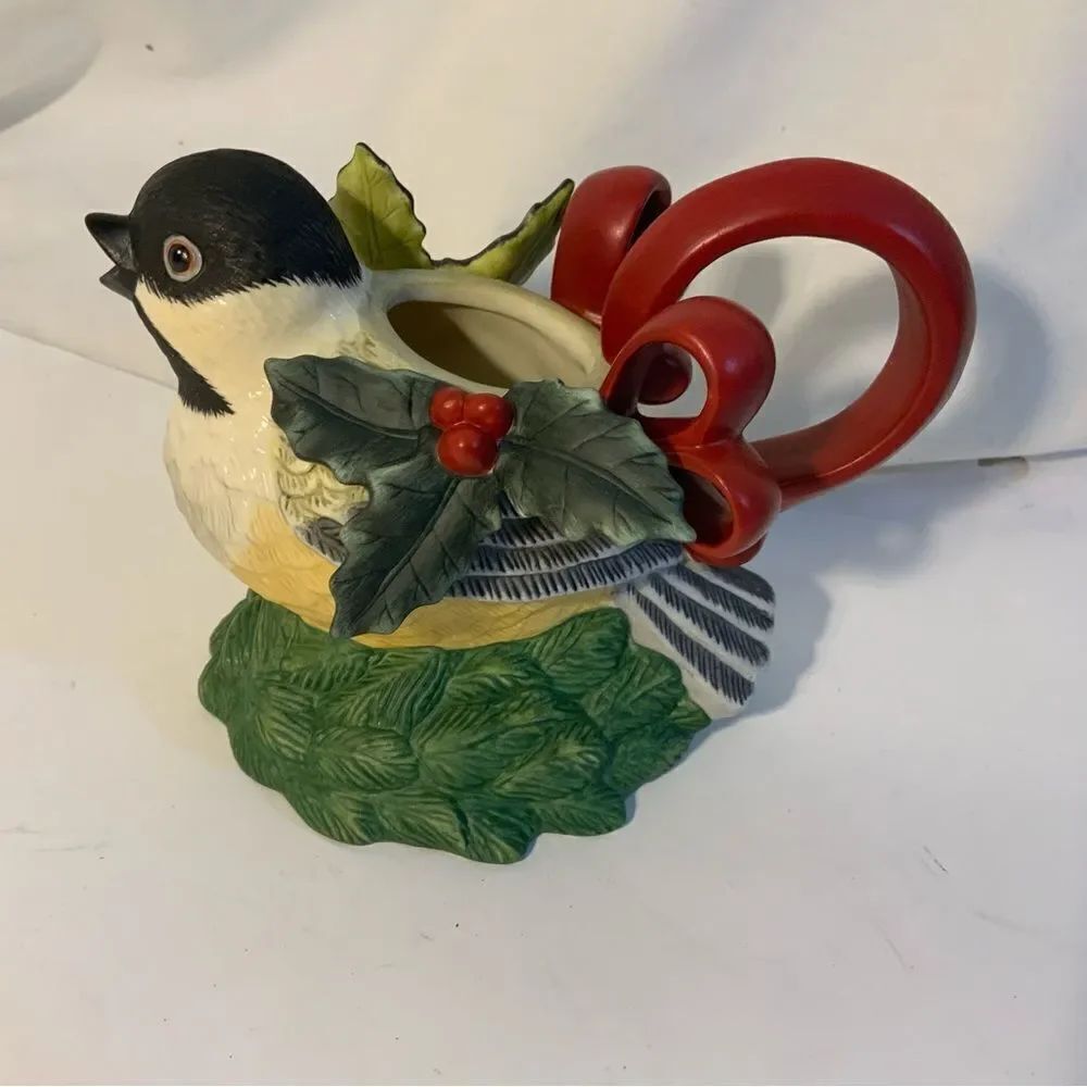 Lenox Chickadee Creamer Figurine For the Holidays Christmas Bird Winter Greeting